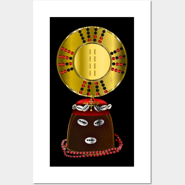 Cowry Crown Obi Elegua w Ifa Binary Divining Table Wall Art by geodesyn